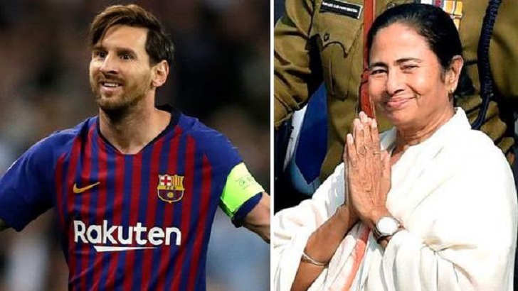 মমতা ব্যানার্জিকে জার্সি উপহার দিলেন মেসি