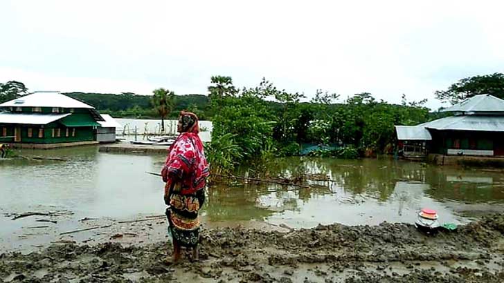 শরণখোলায় বেড়িবাঁধ ভেঙ্গে তিন গ্রাম প্লাবিত, ঘরবাড়ি বিধ্বস্ত