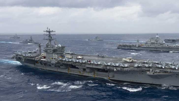 চীনকে চাপে রাখতে যুক্তরাষ্ট্রের সঙ্গে ভারতের নৌমহড়া