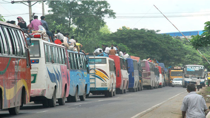 ঢাকা-টাঙ্গাইল মহাসড়কে তীব্র যানজট