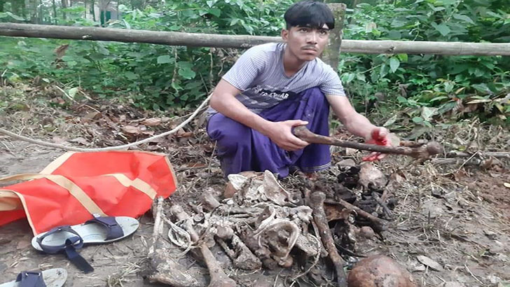 কবর খুঁড়ে কঙ্কাল চুরি করতে গিয়ে যুবক ধরা