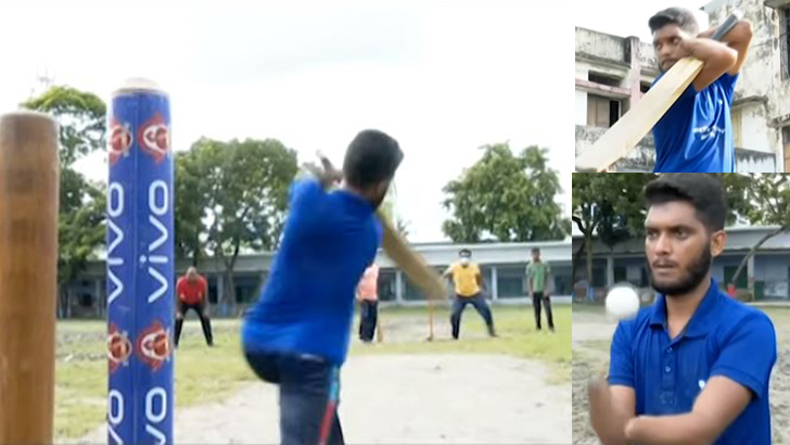 দুই হাত নেই, তবু বিশাল ছক্কা হাঁকান আরমান (ভিডিও)