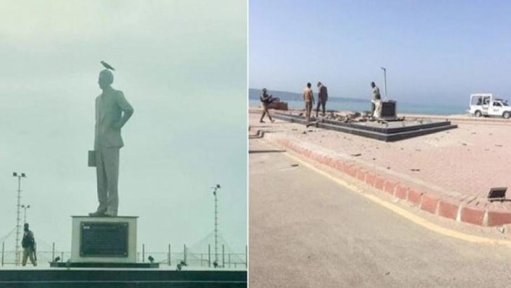 পাকিস্তানে গুঁড়িয়ে দেওয়া হলো জিন্নাহর ভাস্কর্য