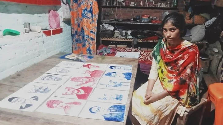 একসঙ্গে ১৫ মনীষীর ছবি এঁকে বিশ্বকে তাক লাগালেন নূর জাহান