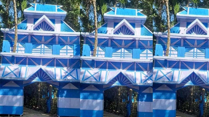 আর্জেন্টিনার পতাকার আদলে বিয়ের গেট!