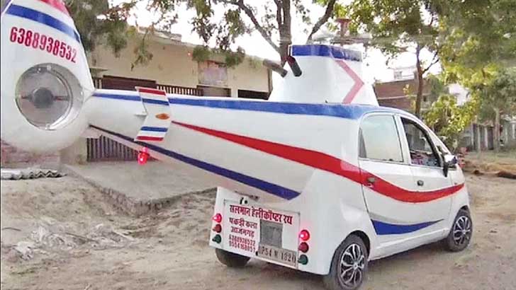 গাড়িকে হেলিকপ্টার বানালেন এই কাঠমিস্ত্রি