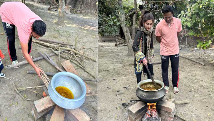 সাকিব আগুন জ্বালাতে ব্যস্ত, শিশির রান্নায়