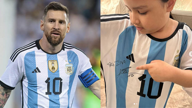 মেসির উপহারে মহাখুশি ধোনির মেয়ে