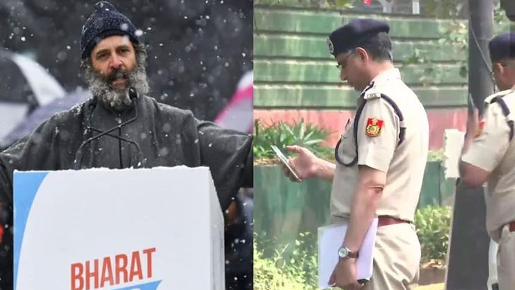 রাহুল গান্ধীর বাড়িতে পুলিশের হানা