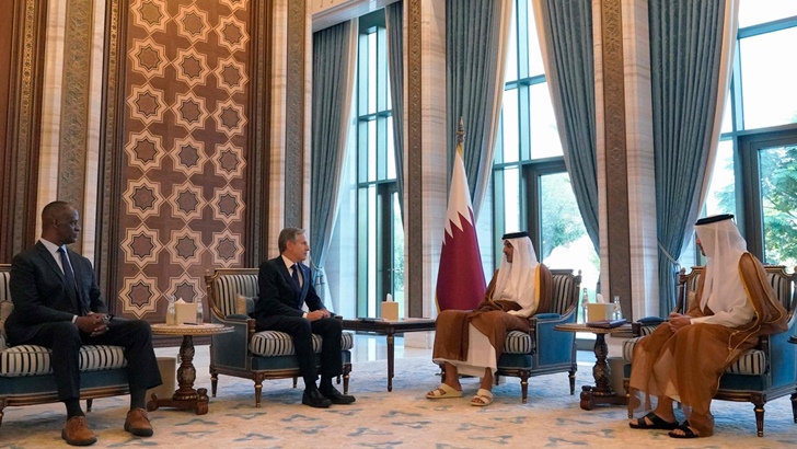 ফিলিস্তিন-ইসরাইল সংঘাত নিয়ে কাতারের আমির ও মার্কিন পররাষ্ট্রমন্ত্রীর বৈঠক