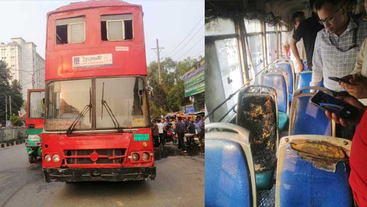 মিরপুরে ঢাকা বিশ্ববিদ্যালয়ের বাসে অগ্নিসংযোগ