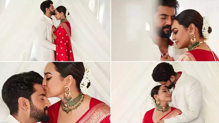বিয়ের সাজে জাহির-সোনাক্ষীর রোম্যান্টিক মুহূর্তের ছবি ভাইরাল