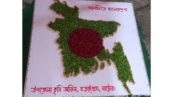 শস্য দানায় ফুটে উঠলো বাংলাদেশের মানচিত্র