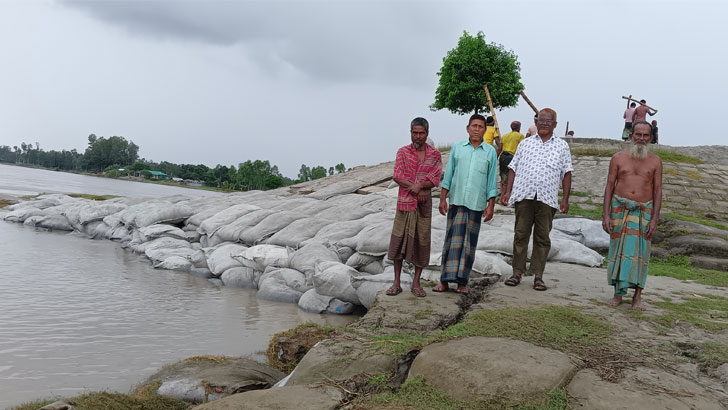 উলিপুরে তিস্তা নদীর বাম তীর রক্ষার স্পার বাঁধে ধস