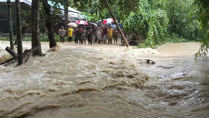 বন্যার স্রোতে ভেসে গেল তরুণ