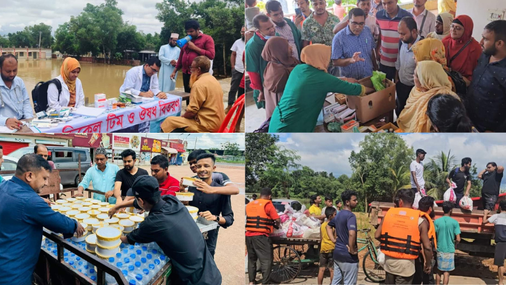 বন্যার্তদের অর্ধশতাধিক বাবুর্চি দিয়ে রান্না করা খাবার দিচ্ছেন বিএনপি নেতা