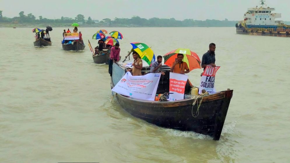 কয়লা দূষণ বন্ধে তালতলী মোংলায় নৌ-র‌্যালি