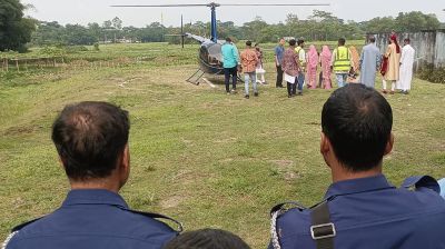 পুলিশি নিরাপত্তায় হেলিকপ্টার দিয়ে প্রবাসীর বিয়ে!