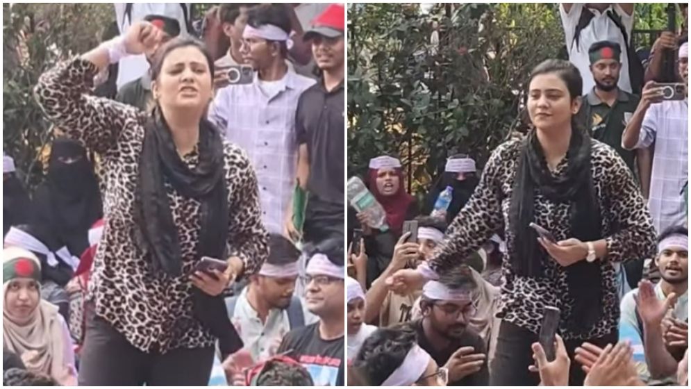 ‘মুলা না বোতল’, জবির আন্দোলনে অংশ নিয়ে দীপ্তি চৌধুরীর স্লোগান