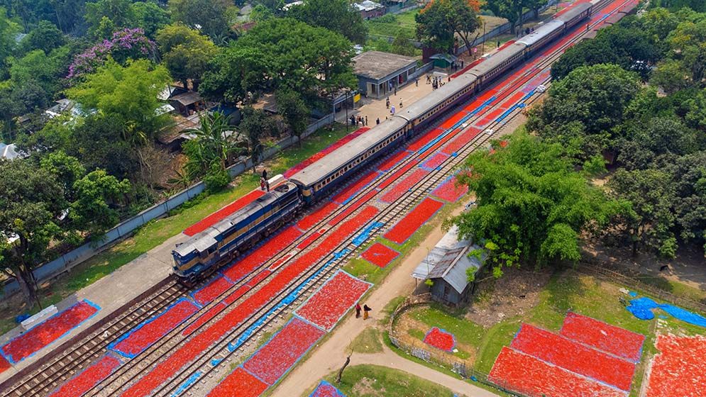 রেললাইনের ধারে ‘লালগালিচা’