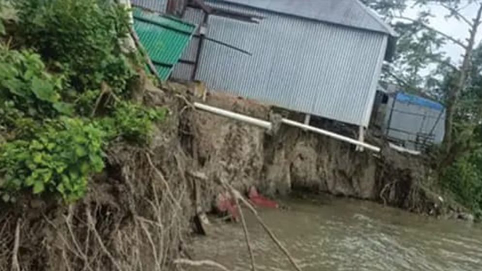 মেঘনার ভাঙনে বিলীন হচ্ছে ঘরবাড়ি, আতঙ্কে নদীপাড়ের মানুষ