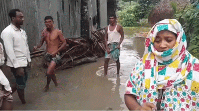 চরফ্যাশনে ভারি বৃষ্টিপাতে পানিবন্দি চল্লিশ পরিবার