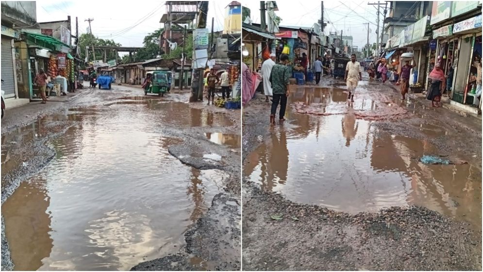 একটু বৃষ্টিতেই সড়ক যেন মরণফাঁদ, ভোগান্তিতে এলাকাবাসী