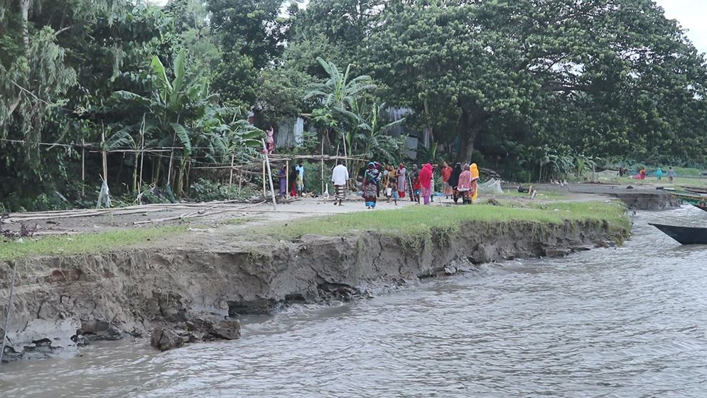 পদ্মার পাড় ভেঙে বিস্তীর্ণ এলাকা তলিয়ে গেছে নদীগর্ভে