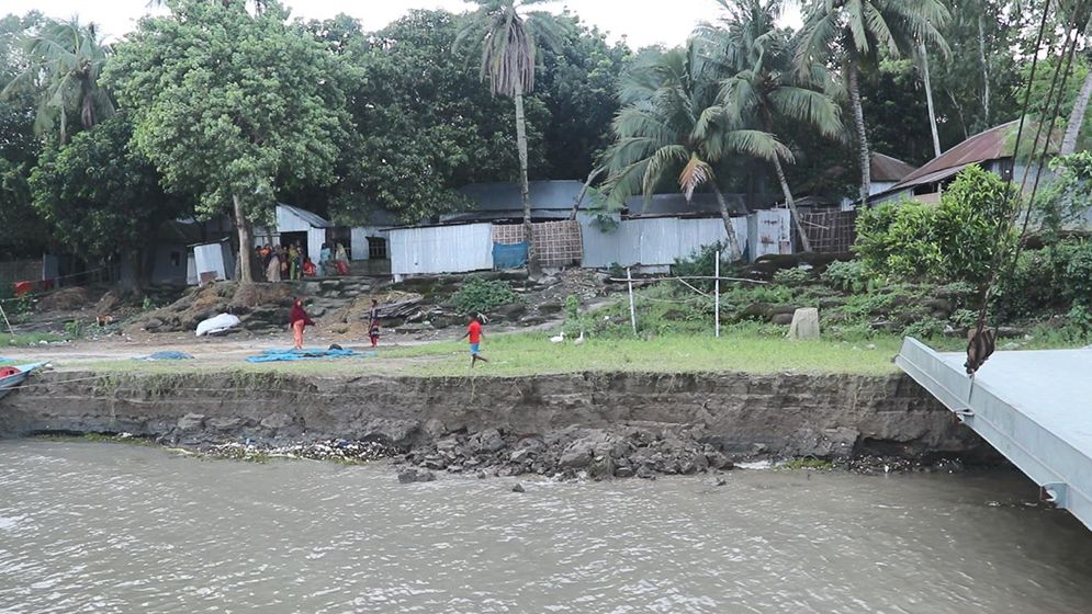 পদ্মার পাড় ভেঙে বিস্তীর্ণ এলাকা তলিয়ে গেছে নদীগর্ভে