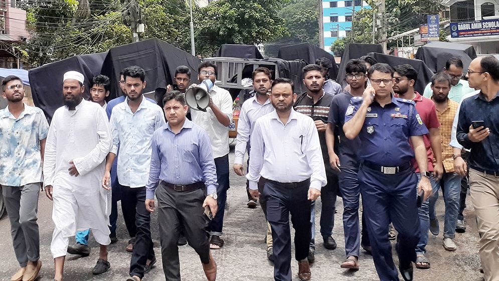 জুলাই শহীদদের স্মরণে ময়মনসিংহে প্রতীকী কফিন মিছিল