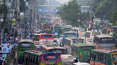 যানজট আর পরিবহণ সংকটে দিনভর দুর্ভোগ