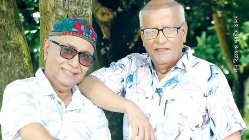 দুই কিংবদন্তি সংগীতশিল্পী খুরশীদ আলম ও লীনু বিল্লাহ। ছবি: যুগান্তর