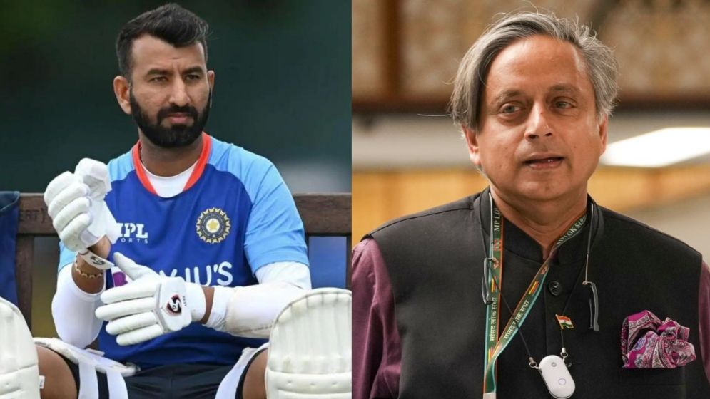 চেতেশ্বর পূজা ও শশী থারুর। ছবি: সংগৃহীত