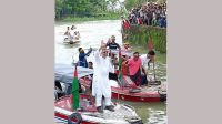১৭ বছর পর নির্বাচনি এলাকায় স্পিডবোট নিয়ে বাবর