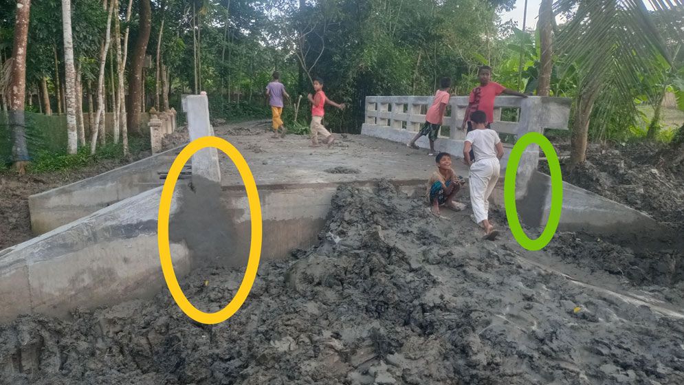 বাবুগঞ্জে নির্মাণ শেষ হওয়ার আগেই কালভার্টে ফাটল