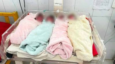 গৃহবধূর কোলজুড়ে একসঙ্গে ৪ নবজাতক