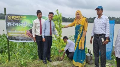 বাকেরগঞ্জে পূবালী ব্যাংকের বৃক্ষরোপণ কর্মসূচি