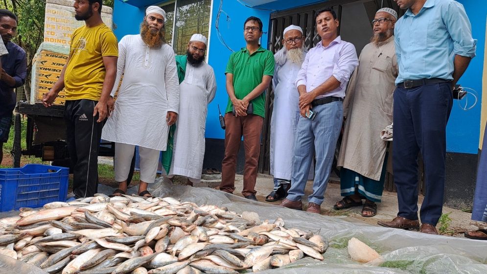 গোসাইরহাটে মা-ইলিশ জব্দ, এতিমখানায় বিতরণ