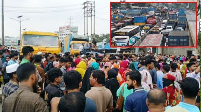 গার্মেন্টস শ্রমিকদের বিক্ষোভ, ঢাকা-চট্টগ্রাম মহাসড়কে তীব্র যানজট