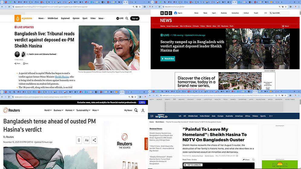 আন্তর্জাতিক গণমাধ্যমে হাসিনার মামলার রায়