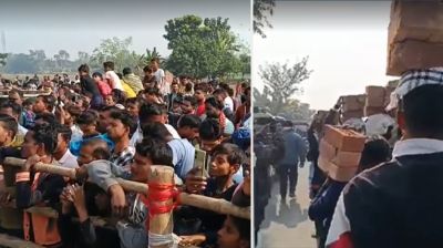 বাবরি মসজিদ নির্মাণে মানুষের ঢল