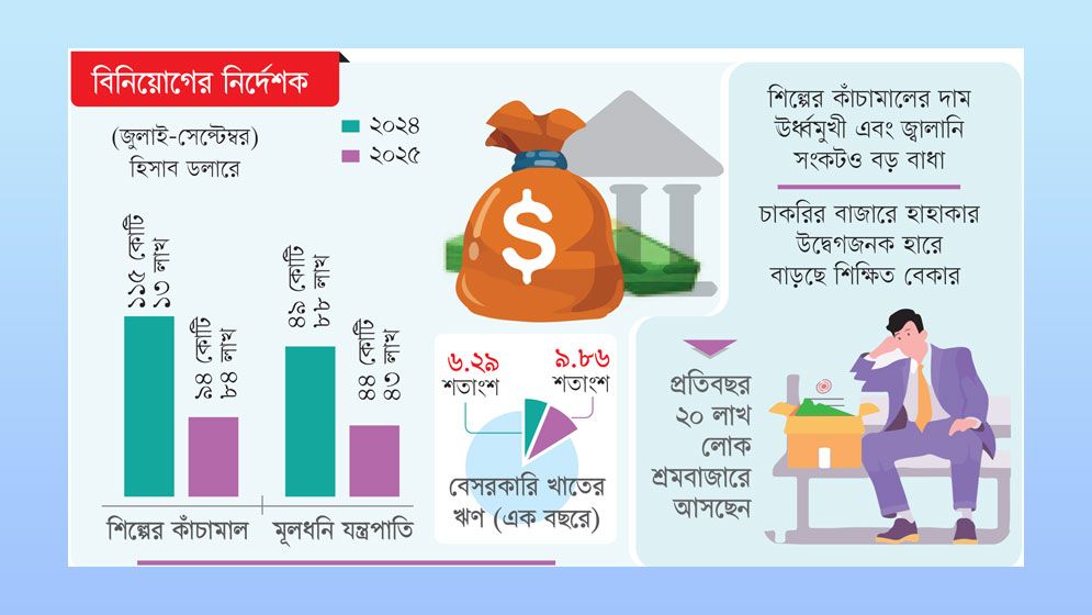 বিনিয়োগ নেই বাড়ছে বেকার