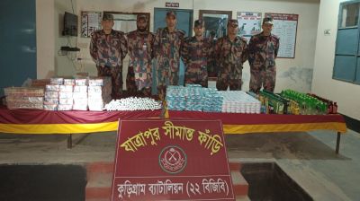 বিজিবির অভিযানে ৩৫ লাখ টাকার চোরাচালানি পণ্য জব্দ, গ্রেফতার ১