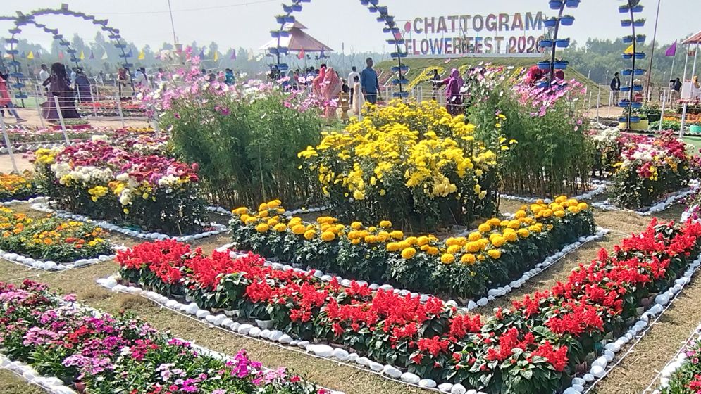 চট্টগ্রামের ডিসি পার্কে ১৪০ প্রজাতির ফুলের সমারোহ