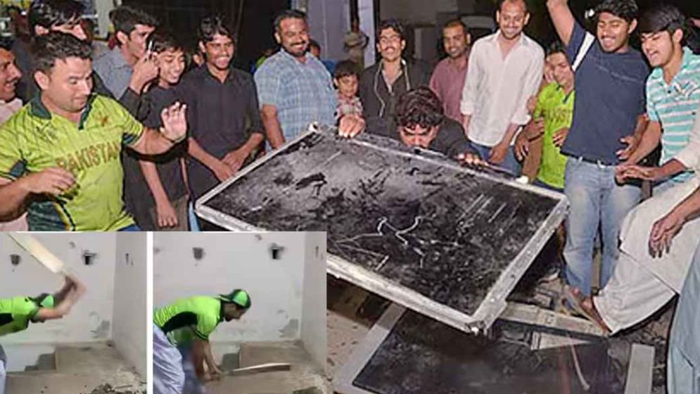 ভারতের বিপক্ষে হেরে যাওয়ায় টিভি ভাঙলেন পাকিস্তানি সমর্থক