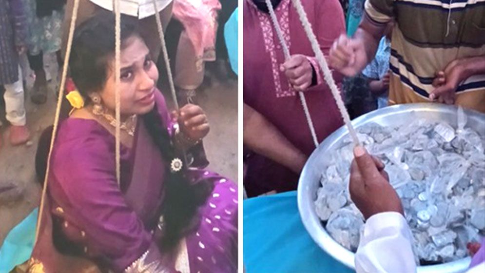 বৌভাতে নাতনির ওজনের সমপরিমাণ কয়েন উপহার দিলেন নানা