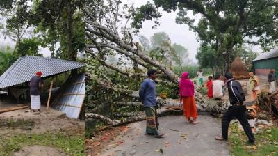 ঝড়ে কিশোরগঞ্জের ৪ গ্রামের ঘরবাড়ি ও গাছপালা লন্ডভন্ড
