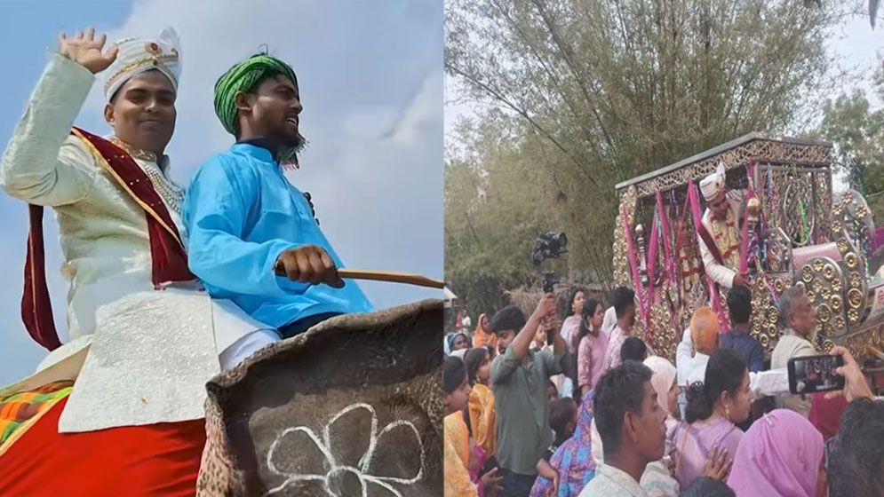 হাতির পিঠে চড়ে বরযাত্রা, কনে আসে ঘোড়ার গাড়িতে