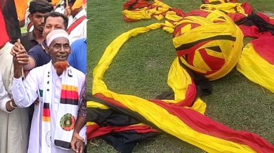 সাড়ে ৭ কিলোমিটার জার্মানি পতাকা প্রদর্শন, ফের উন্মাদনায় মাতলেন সেই কৃষক