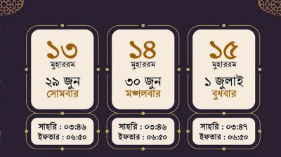 মুহাররম মাসের আইয়ামে বীজের রোজা শুরু সোমবার